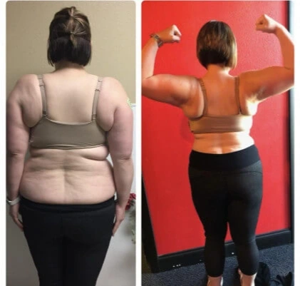 Member before-and-after — back view, arms flexed